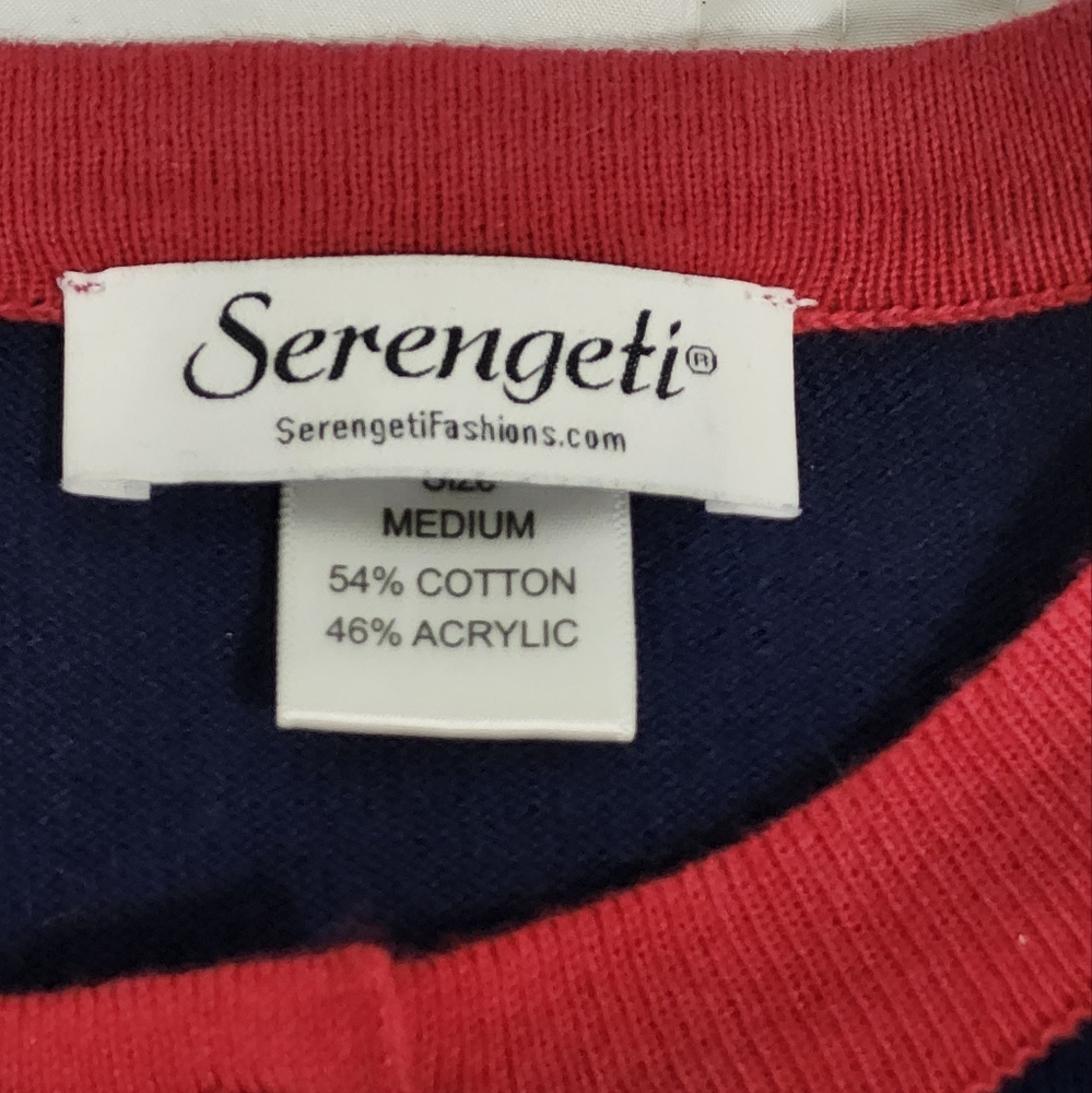 Serengeti Red White And Blue Polka Dot And Striped Cardigan Sweater Size M - Picture 6 of 7